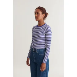 Basic Apparel - Ludmilla LS Tee - Sodalite Blue/Whisper White