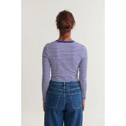 Basic Apparel - Ludmilla LS Tee - Sodalite Blue/Whisper White