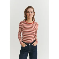 Basic Apparel - Ludmilla LS Tee - Roibus/Whisper White