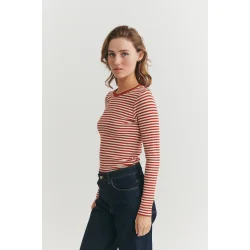 Basic Apparel - Ludmilla LS Tee - Roibus/Whisper White