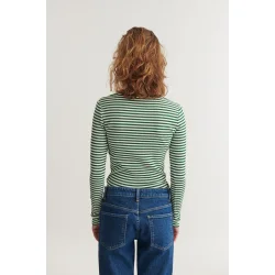 Basic Apparel - Ludmilla LS Tee - Abundant Green/Whisper White