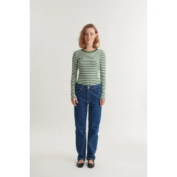 Basic Apparel - Ludmilla LS Tee - Abundant Green/Whisper White