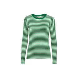 Basic Apparel - Ludmilla LS Tee - Abundant Green/Whisper White