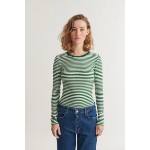 Basic Apparel - Ludmilla LS Tee - Abundant Green/Whisper White