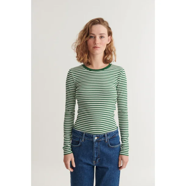 Basic Apparel - Ludmilla LS Tee - Abundant Green/Whisper White