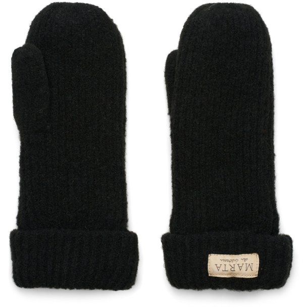 Marta - Strik Mitten Handsker - Black