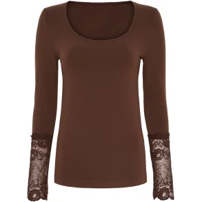 Tim & Simonsen - Mary Bluse Lace LS - Cioccolato