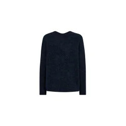 Mos Mosh - Thora V-neck Strik - Salute Navy