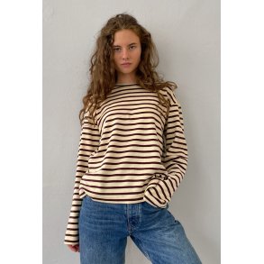 Boii - Nete Ls Tee - Off White/bordeaux Stripe