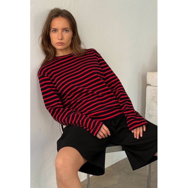 Boii - Nete Ls Tee - Navy/red Stripe