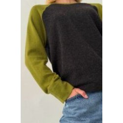 Boii - Polly Contrast Strik - Dark Grey Mel/Gartner Green