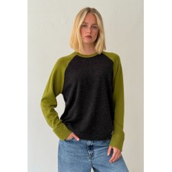 Boii - Polly Contrast Strik - Dark Grey Mel/Gartner Green