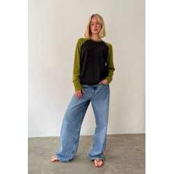 Boii - Polly Contrast Strik - Dark Grey Mel/Gartner Green