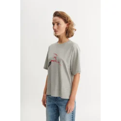 Basic Apparel - Raja T-shirt Bisou - Grey Melange/Lipstick
