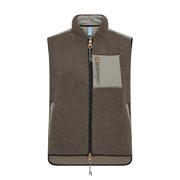 Mos Mosh - Rowe Eli Teddy vest - Dusty Olive 