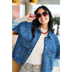 Black Colour - Jennie Dotted Mesh Blouse - Creme
