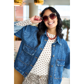 Black Colour - Jennie Dotted Mesh Blouse - Creme