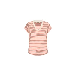 Mos Mosh - Kala V-SS Stripe Tee - Spicy Orange