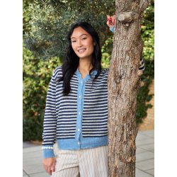 Black Colour - Dell stribet cardigan - Navy