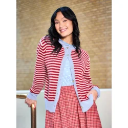 Black Colour - Dell stribet cardigan - Red