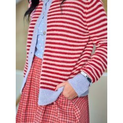 Black Colour - Dell stribet cardigan - Red