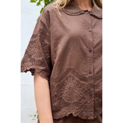 Black Colour - Agneta Lace Blouse - Espresso