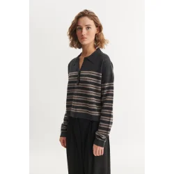 Basic Apparel - Selem Stripe Polo - Grey Mel/Portabella