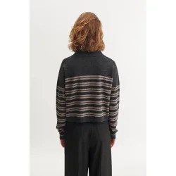 Basic Apparel - Selem Stripe Polo - Grey Mel/Portabella