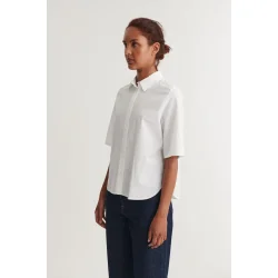 Basic Apparel - Silje Cropped Skjorte - Bright White