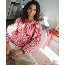 Sissel Edelbo - Sunny Top - Red Checks - Onesize