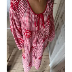 Sissel Edelbo - Sunny Kjole - Red Checks - Onesize