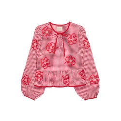 Sissel Edelbo - Sunny Top - Red Checks - Onesize