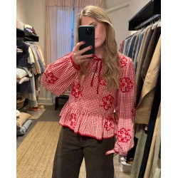 Sissel Edelbo - Sunny Top - Red Checks - Onesize