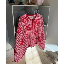 Sissel Edelbo - Sunny Top - Red Checks - Onesize