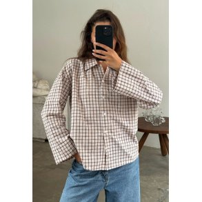 Boii - Tinsi Check Skjorte - Bordeaux/Beige