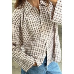 Boii - Tinsi Check Skjorte - Bordeaux/Beige