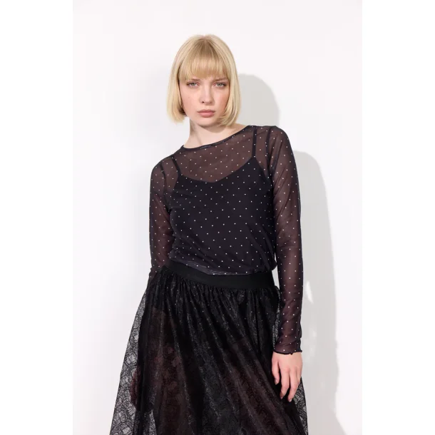 Hunkn - Tova Mesh Blouse - Black