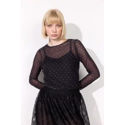 Hunkn - Tova Mesh Blouse - Black