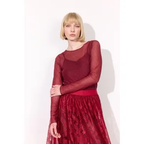 Hunkn - Tova Mesh Blouse - Zinfandel