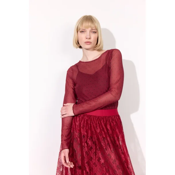 Hunkn - Tova Mesh Blouse - Zinfandel