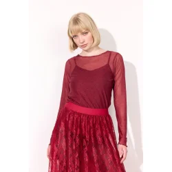 Hunkn - Tova Mesh Blouse - Zinfandel