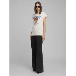 Replay - Jersey T-shirt - With Rose And Log Print - White