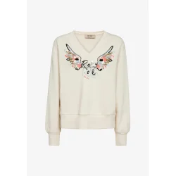 Mos Mosh - Cosette V-LS Spring Sweatshirt - Ecru