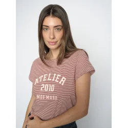 Mos Mosh - Camp O-SS Stribe T-shirt - Cowhide