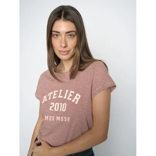 Mos Mosh - Camp O-SS Stribe T-shirt - Cowhide