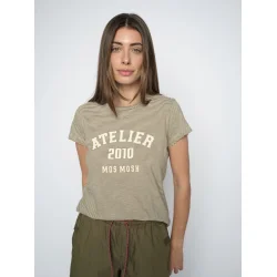 Mos Mosh - Camp O-SS Stribe T-shirt - Burnt Olive