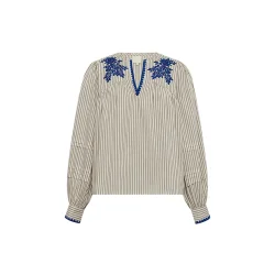 Gossia - Louisa bluse - Creme brown stripes