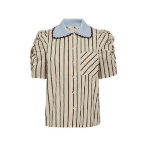 Gossia - Mulle Jo Blouse - Off White/Brown Stripes
