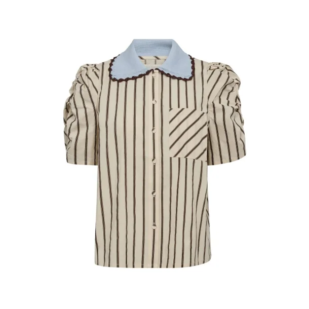 Gossia - Mulle Jo Blouse - Off White/Brown Stripes
