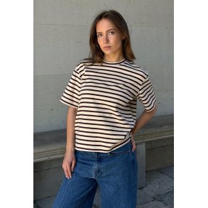 Boii - Mejse Tee - Off White / Bordeaux Stripes